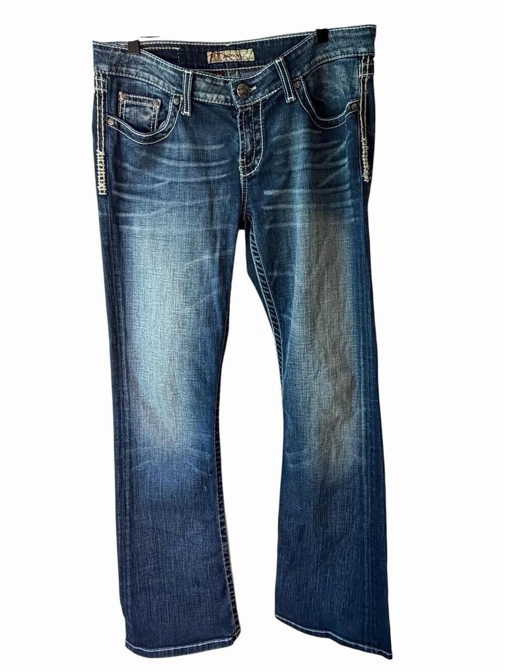 BKE Women’s Madison Bootcut Blue Denim Jeans Medium Wash Mid Rise 5-Pocket